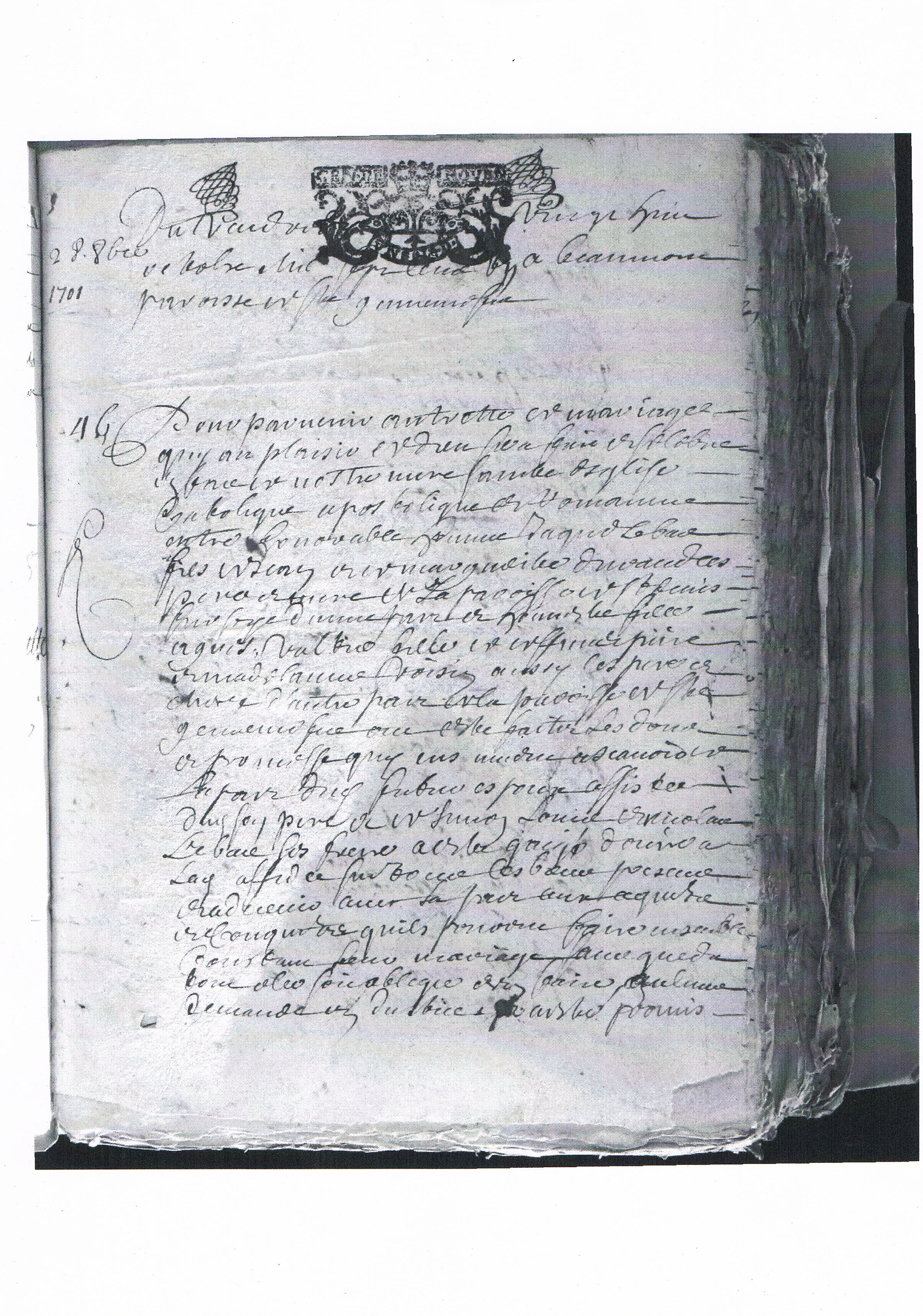 1° page du contrat de mariage