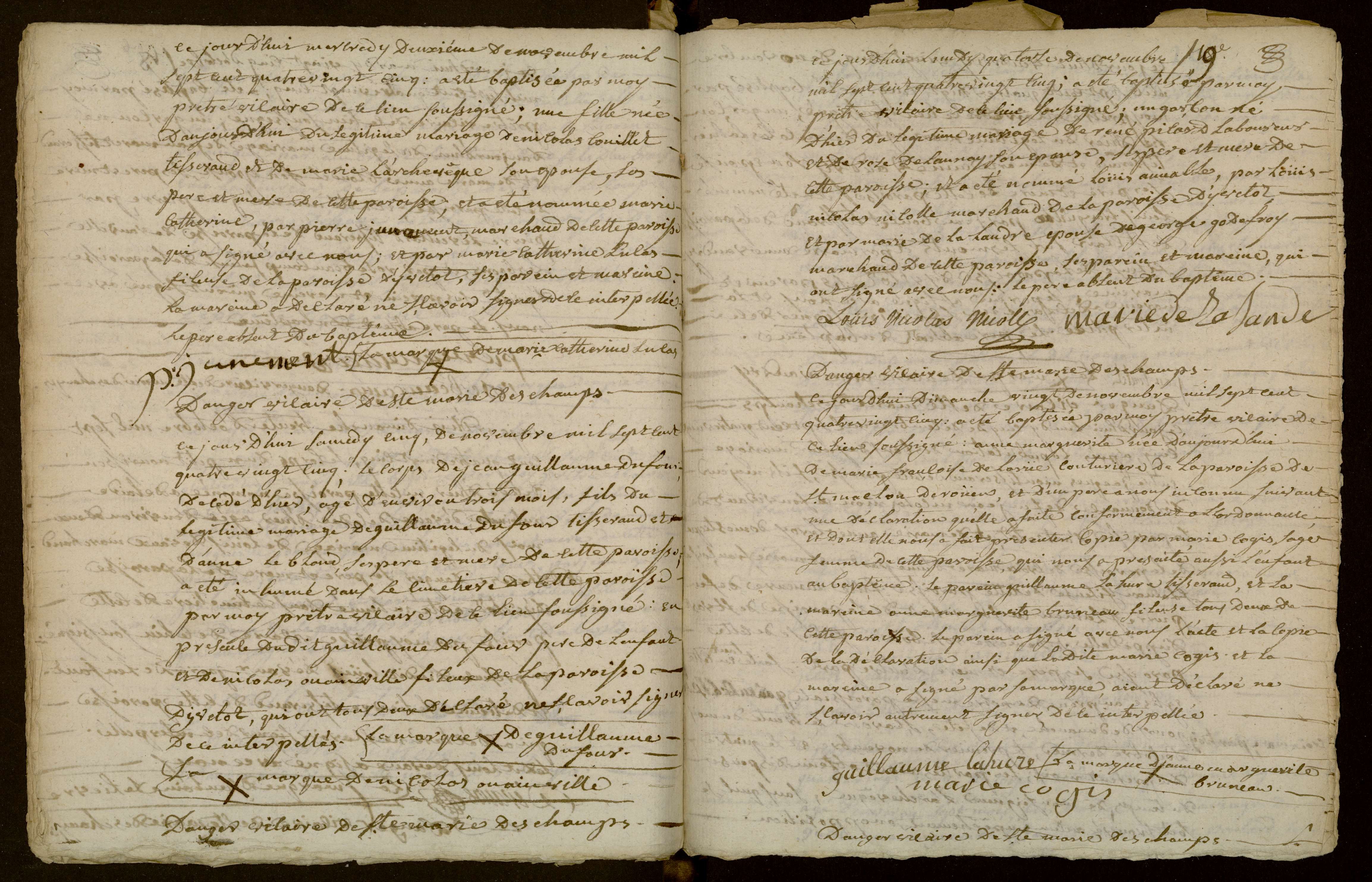 acte de naissance Marie Catherine COUILLET, 02 novembre 178 feuillet 19
