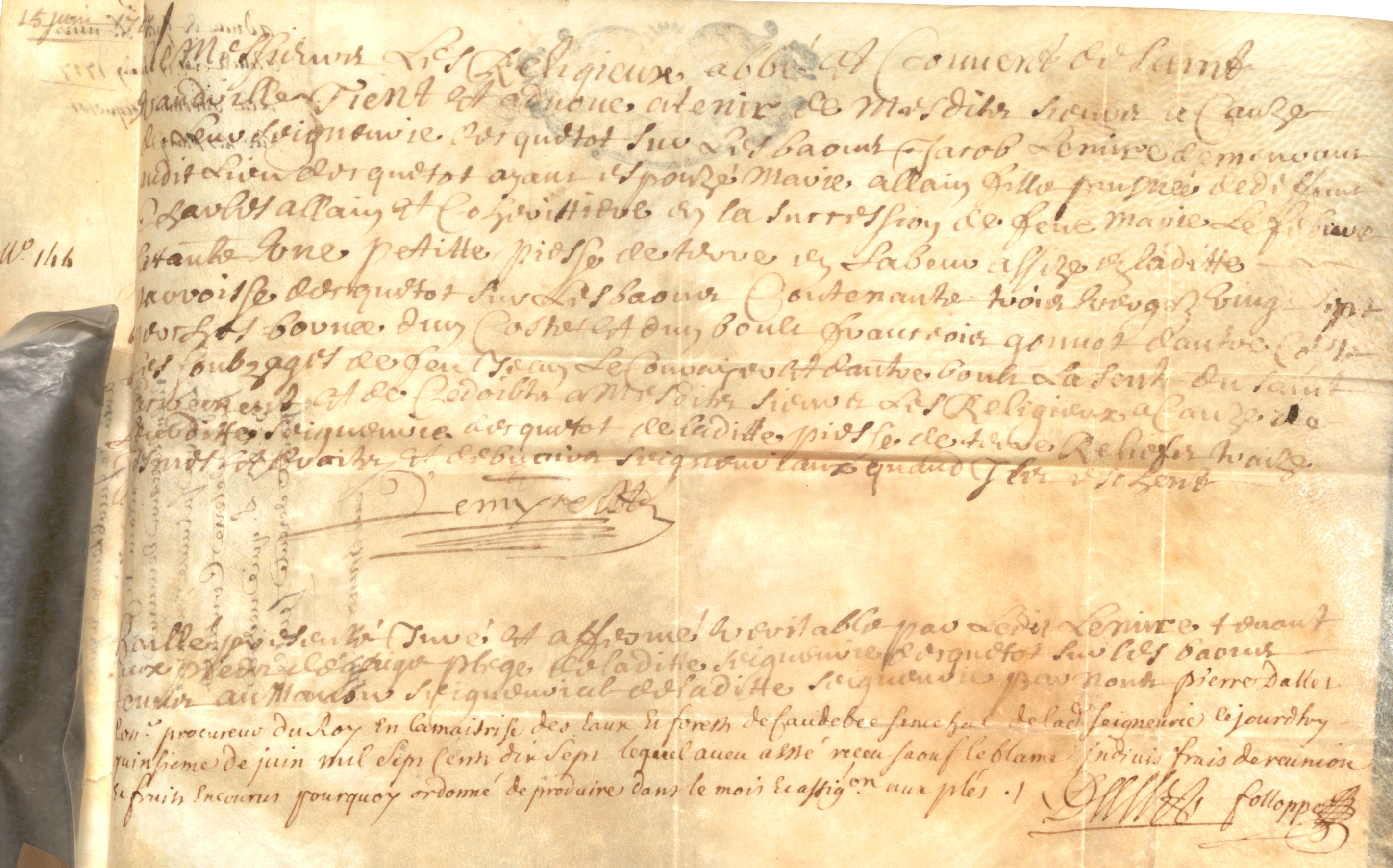 Aveu Jacob LEMIRE-Marie ALLAIN - 15-06-1717 - Ectot-lès-Baons (2).jpg